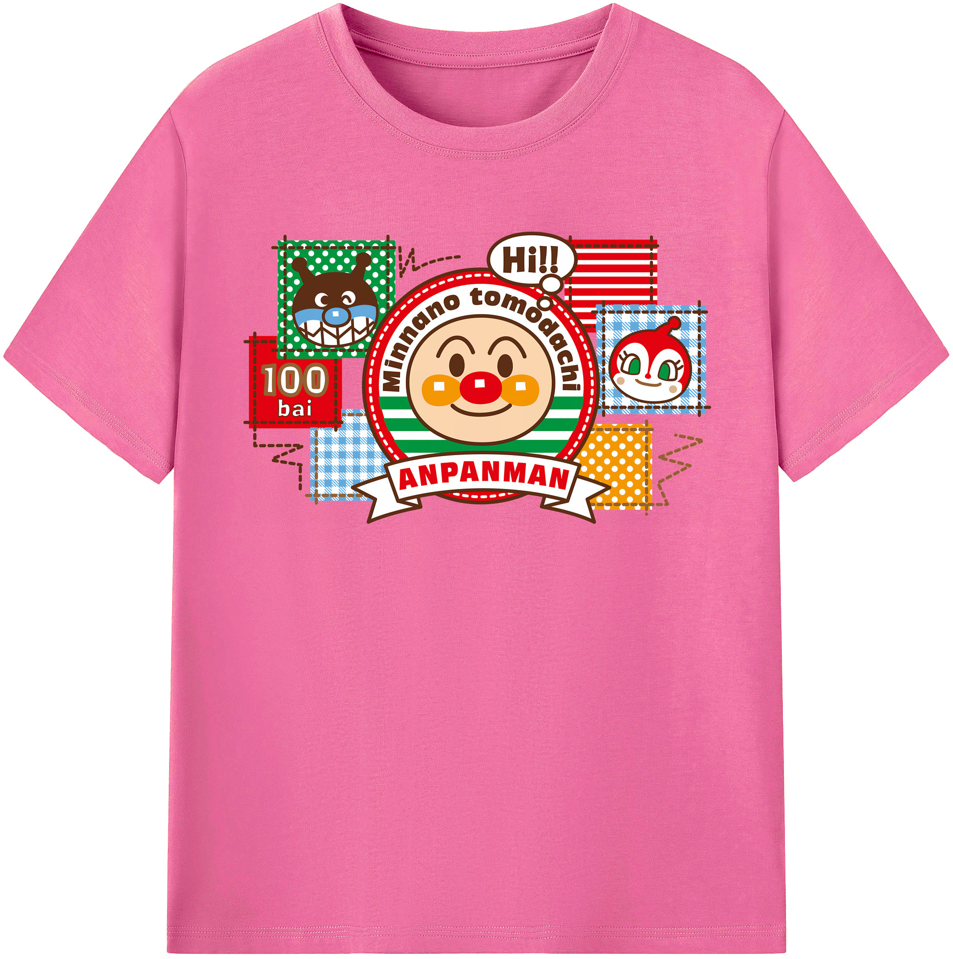 （画像用） アンパンマン Anpanman レディースカジュアルプリントTシャツ（綿100％）
